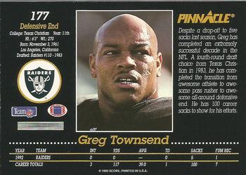 1993 Pinnacle #177 Greg Townsend Back
