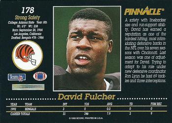 1993 Pinnacle #178 David Fulcher Back