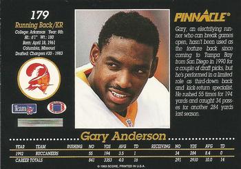 1993 Pinnacle #179 Gary Anderson Back