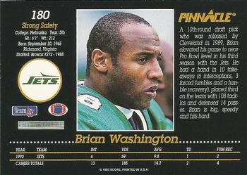 1993 Pinnacle #180 Brian Washington Back