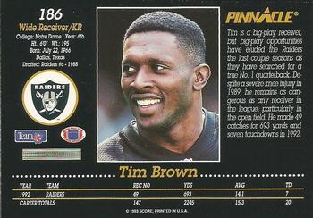 1993 Pinnacle #186 Tim Brown Back