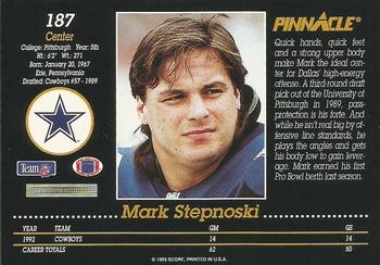 1993 Pinnacle #187 Mark Stepnoski Back
