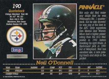 1993 Pinnacle #190 Neil O'Donnell Back