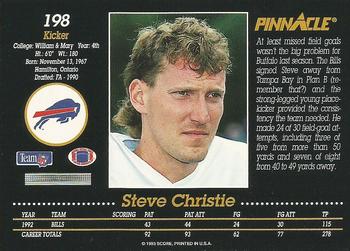 1993 Pinnacle #198 Steve Christie Back