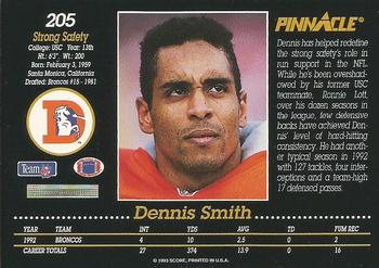 1993 Pinnacle #205 Dennis Smith Back