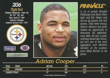 1993 Pinnacle #206 Adrian Cooper Back