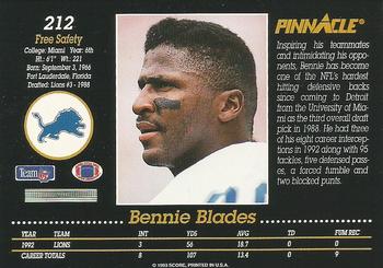 1993 Pinnacle #212 Bennie Blades Back