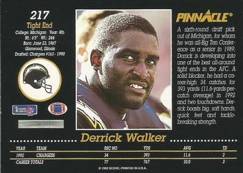 1993 Pinnacle #217 Derrick Walker Back