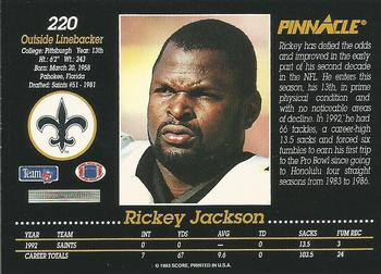 1993 Pinnacle #220 Rickey Jackson Back