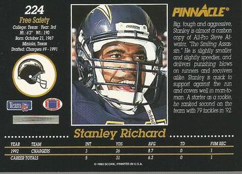 1993 Pinnacle #224 Stanley Richard Back