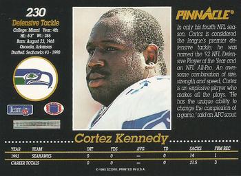 1993 Pinnacle #230 Cortez Kennedy Back
