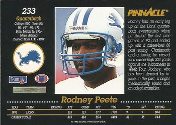 1993 Pinnacle #233 Rodney Peete Back