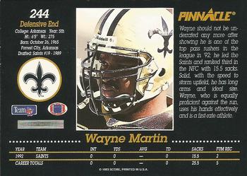 1993 Pinnacle #244 Wayne Martin Back