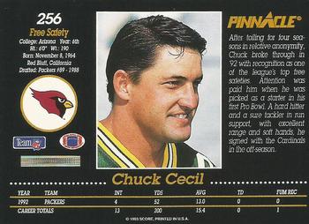 1993 Pinnacle #256 Chuck Cecil Back