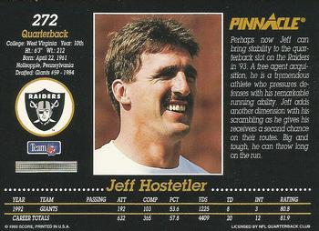 1993 Pinnacle #272 Jeff Hostetler Back