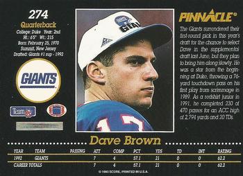 1993 Pinnacle #274 Dave Brown Back