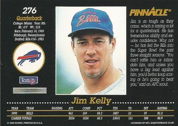 1993 Pinnacle #276 Jim Kelly Back