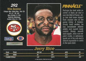1993 Pinnacle #292 Jerry Rice Back
