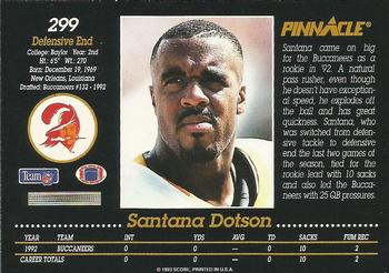 1993 Pinnacle #299 Santana Dotson Back