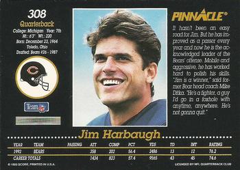 1993 Pinnacle #308 Jim Harbaugh Back