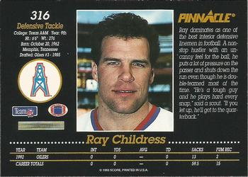 1993 Pinnacle #316 Ray Childress Back