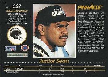 1993 Pinnacle #327 Junior Seau Back