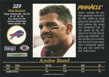 1993 Pinnacle #329 Andre Reed Back
