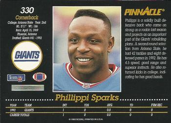 1993 Pinnacle #330 Phillippi Sparks Back