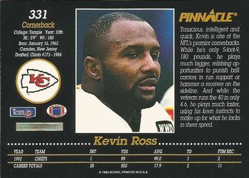 1993 Pinnacle #331 Kevin Ross Back