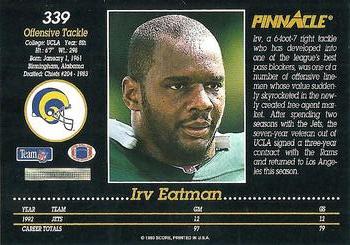 1993 Pinnacle #339 Irv Eatman Back