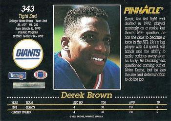 1993 Pinnacle #343 Derek Brown Back