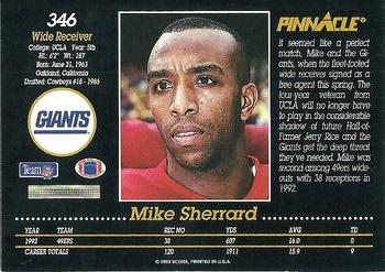 1993 Pinnacle #346 Mike Sherrard Back