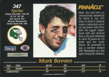 1993 Pinnacle #347 Mark Bavaro Back