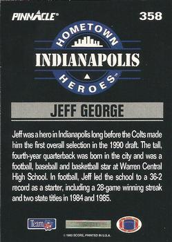 1993 Pinnacle #358 Jeff George Back