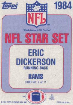 1984 Topps - Glossy NFL Stars #2 Eric Dickerson Back