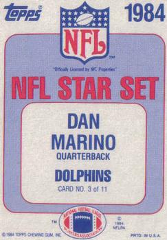 1984 Topps - Glossy NFL Stars #3 Dan Marino Back