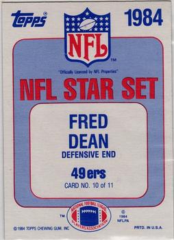1984 Topps - Glossy NFL Stars #10 Fred Dean Back