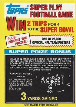 1984 Topps - Super Play Game Cards #16 Kansas City Chiefs Front