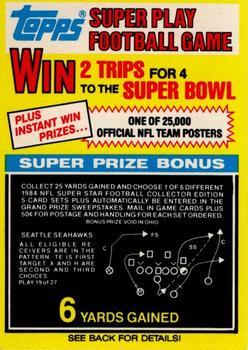 1984 Topps - Super Play Game Cards #19 Seattle Seahawks Front