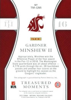 2022 Panini National Treasures Collegiate - Treasured Moments Signatures Silver #TM-GMI Gardner Minshew II Back