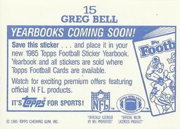 1985 Topps - Yearbooks Coming Soon Stickers #15 Greg Bell Back