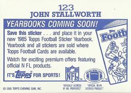 1985 Topps - Yearbooks Coming Soon Stickers #123 John Stallworth Back