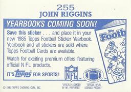 1985 Topps - Yearbooks Coming Soon Stickers #255 John Riggins Back
