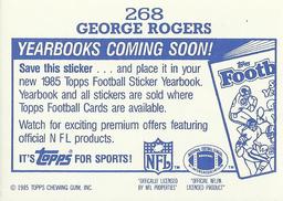 1985 Topps - Yearbooks Coming Soon Stickers #268 George Rogers Back