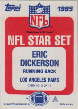 1985 Topps - Glossy NFL Stars #2 Eric Dickerson Back