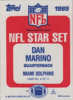 1985 Topps - Glossy NFL Stars #6 Dan Marino Back