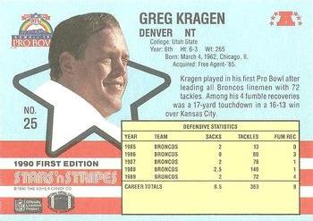 1990 Asher Candy Stars 'n Stripes #25 Greg Kragen Back