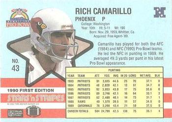 1990 Asher Candy Stars 'n Stripes #43 Rich Camarillo Back