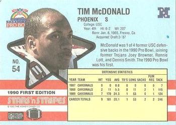 1990 Asher Candy Stars 'n Stripes #54 Tim McDonald Back