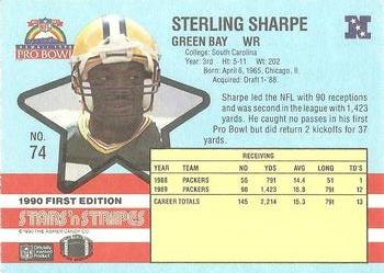 1990 Asher Candy Stars 'n Stripes #74 Sterling Sharpe Back